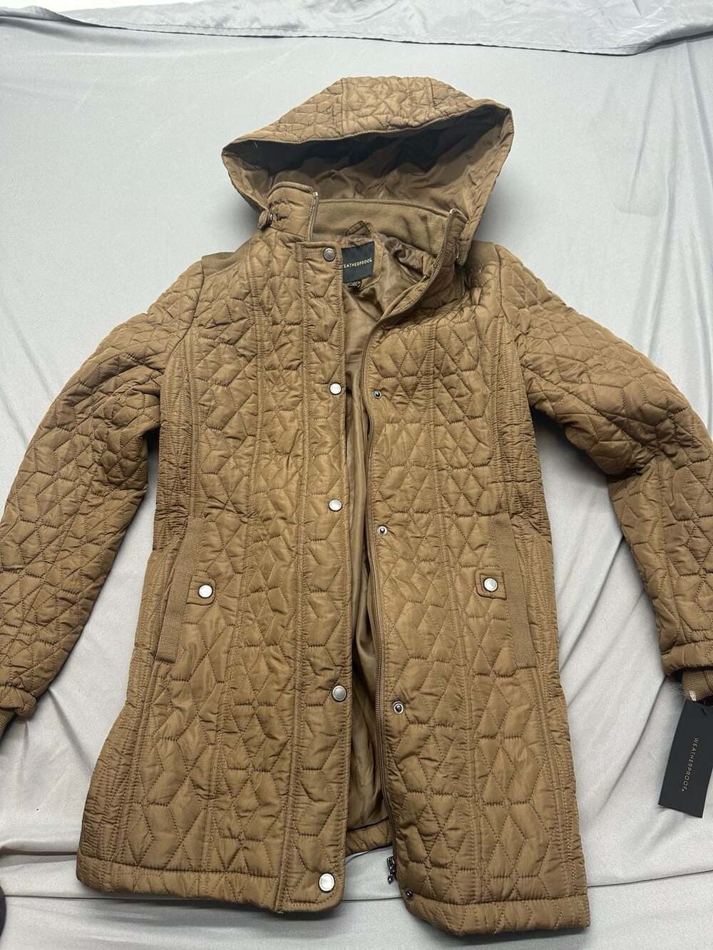 Weatherproof Quilted Hooded Jacket Brown Size S